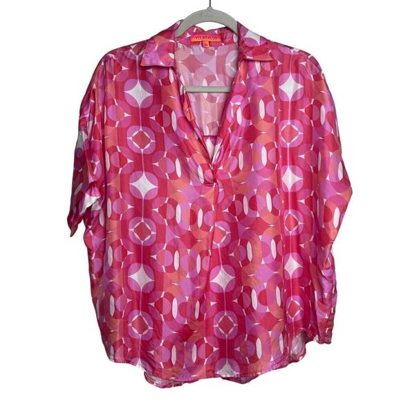 Vilagallo Silk Geometric Blouse Sz. 42 (US M) - Picture 1 of 6
